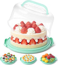 HANSGO Cake Carrier with Lid and Handle, Extra Deviled Egg Containers, Cake Holder for 10 inch Cakes with 2 Handles, 11 Capacity Cupcake Carrier, Two Sided Base for Nuts, Fruits, Muffins, Pies, Pizza
