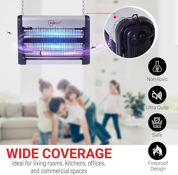 Advanced 2-in-1 Indoor Bug Zapper, Powerful 3500V Flying Insect Zapper, Built-in Bait Tray, Uses 2-in-1 Methods to Attract & Zap Fruit Flies, Mosquitoes, Flies, Gnats, Moths, & More. - 2 Free Bulbs