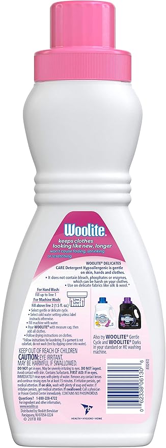 Woolite Delicates Liquid Laundry Detergent for Machine and Hand Wash – Gentle Care for Silk, Wool & Fine Fabrics, 16oz