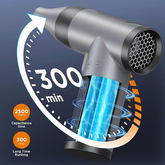 Compressed Air Duster, 30 Gear Stepless Speed, 70000 RPM Super Power Dust Blower, Max 300min Work, Rechargeable Cordless Clean Device for Computer, Keyboard, Car, Outdoor, House, Fan