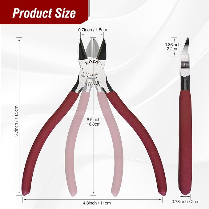 KATA 6-Inch Flush Cut Wire Cutters, Heavy Duty Side Cutter Pliers with Safety Cap, Sharp Snips for Crafting, Zip Ties, Floral Wire, Electrical, Jewelry, Chicken Wire, Artificial Flowers, 2 Pack