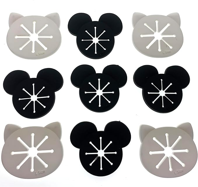 40PCS Sock Rings, Sock Clips, Sock Holders Locks Washing Sorters Laundry Storage Organization for Washing and Dryer Machine, Soft Rubber Sock Keepers, Black Mouse/Bear and White Cat Pattern