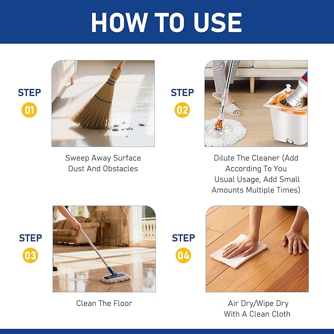 Timeno 2Pcs Floor Restore Polish, Floor Restore Cleaner Spray, Quick-Dry Protective Treatment for Hardwood Laminate Vinyl Bamboo Floors, 5 fl oz (150 ml)