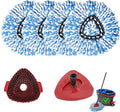 6PCS Spin Mop Replacement Heads,with Only Fit for RinseClean 2-Tank System,Machine Washable & Easy to Replace.Including 4 Spin mop Replacement Heads, 1 Brush Head and 1 Base
