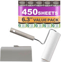 Extra Sticky Large Surface Lint Roller, 6.3'' Giant Lint Roller for Pet Hair, 450 Sheets/ 5 Refills, Long Handle Lint Remover for Clothes, Furniture, Dog & Cat Hair Remover