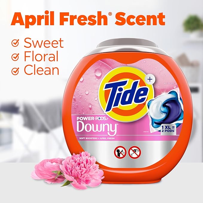Tide Power PODs + Downy Laundry Detergent Pods, 18 Count, Soft Boosters + April Fresh