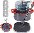 Spin Mop and Bucket Set with Separate Dirty and Clean Water,360° Spin Mop and Bucket System with Widening Foldable Handle,4 Replaceable Mop Pads,Square Mop for Floor Hardwood Tile Marble Wall Cleaning