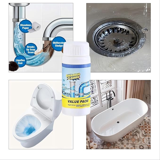 2pc Wild Tornado Pipe Dredge,Powerful Sink Cleaner ，Sink and Drain Cleaner Powder-The Pipe Dredge Quick Unclog For Kitchen Toilet