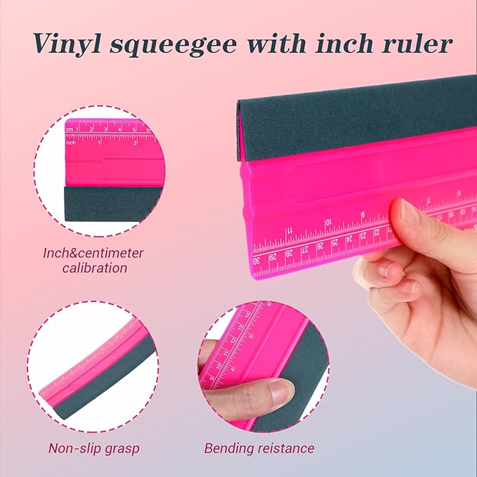 Felt Squeegee, 12 Inch Vinyl Squeegee Wallpaper Tools Window Tint Squeegees Wallpaper Smoothing Tool with 30CM Ruler, Window Tint Squeegees for Decals, Sticker Paper