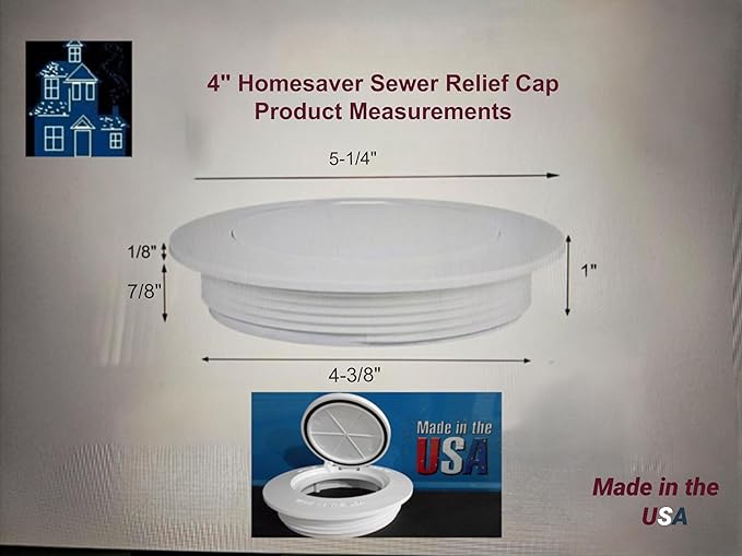 The Original 3" x 4" Home-Saver Combination Sewer Relief Cap - Made in the USA