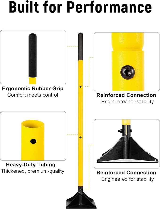 10"x10" Steel Tamper with 48" Handle, Heavy Duty Hand Compactor Tool for Leveling Soil, Gravel, Sand, Asphalt, Ground, Paver, Driveway, Garden, Yard and Blacktop Repair