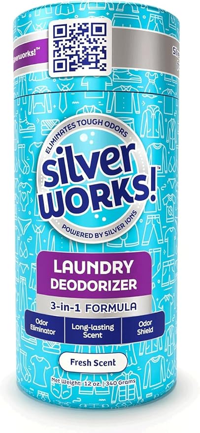 SilverWorks! Laundry Deodorizer, In-Wash Scent Booster, 3-in-1 Odor Eliminator, Long Lasting Scent, Protects Against Odors, Laundry Odor Remover, Scent Booster & Laundry Freshener, Fresh Scent, 12 oz