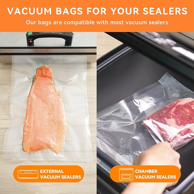 Rolls with Dispenser - 6 Pack 3 Rolls 11"x20' & 3 Rolls 8"x20', Vacuum Sealer Bags, Leakproof Heavy Duty Food Storage for Sous Vide, Meal Prep, Freezer, Compatible with Food Saver, Wevac Core