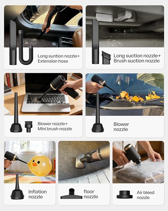Handheld Car Vacuum Cordless, 140W, 19000Pa Powerful Suction, Max 40 Mins Runtime, Brushless Motor, Rechargeable 7800mAh Battery, One-Touch Dust Disposal, Portable Vacuum for Car, Home, Office, Pets