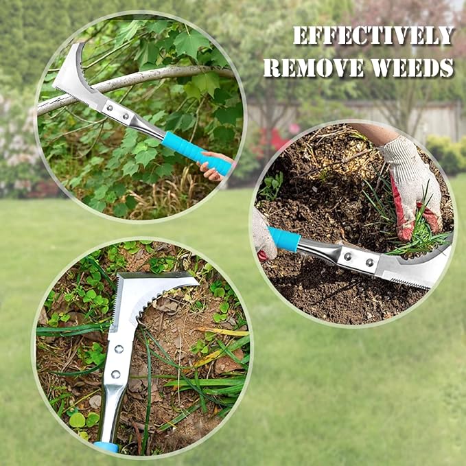 Kosoyo Crack Weeder Crack Weeding Tool Sawtooth Wave Manual Scythe Stainless Steel Gardening Tool -11.42"