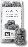 Stainless Steel Scouring Pads - 12 Pack - Steel Wool Scrubbers for Pots, Pans, Dishes & Grills