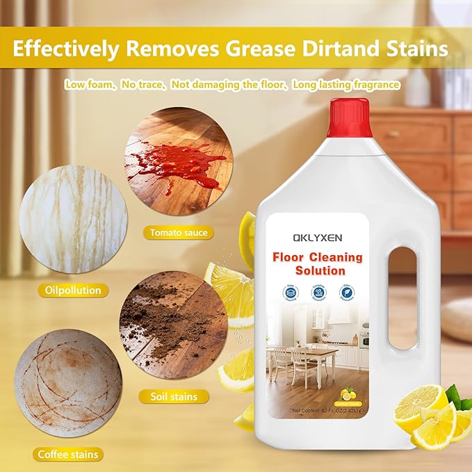 Floor Cleaning Solution Compatible with Roborock – 82 FL OZ Lemon Floor Cleaner – Long-Lasting, Zesty Scent – For All Robot Vacuums with Mopping & Cordless Wet/Dry Vacuum Mop Cleaner