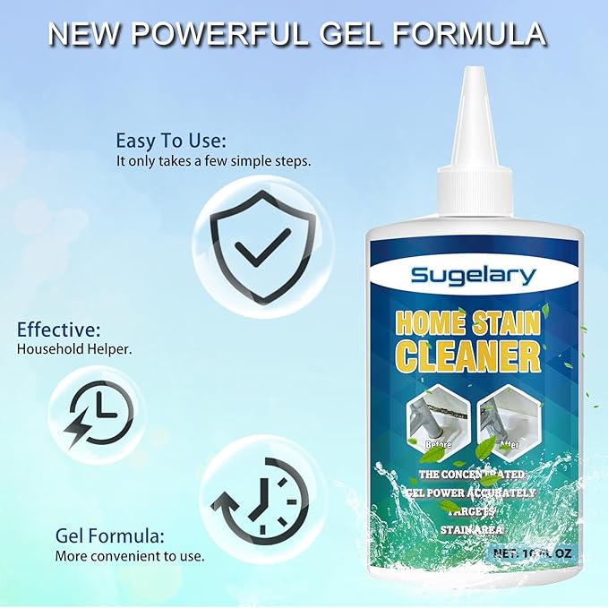Sugelary Mold Stain Cleaner Gel, 10 fl oz Multi Home Stain Cleaning Gel for Washing Machine Seals, Fridge Gaskets, Tile Grout, Sink and Bathroom Use