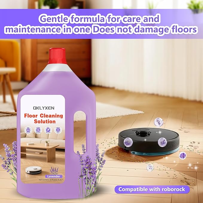 Floor Cleaning Solution Compatible with Roborock – 82 FL OZ Lavender Floor Cleaner – Rich, Long-lasting Fragrance, – For All Robot Vacuums with Mopping & Cordless Wet/Dry Vacuum Mop Cleaner