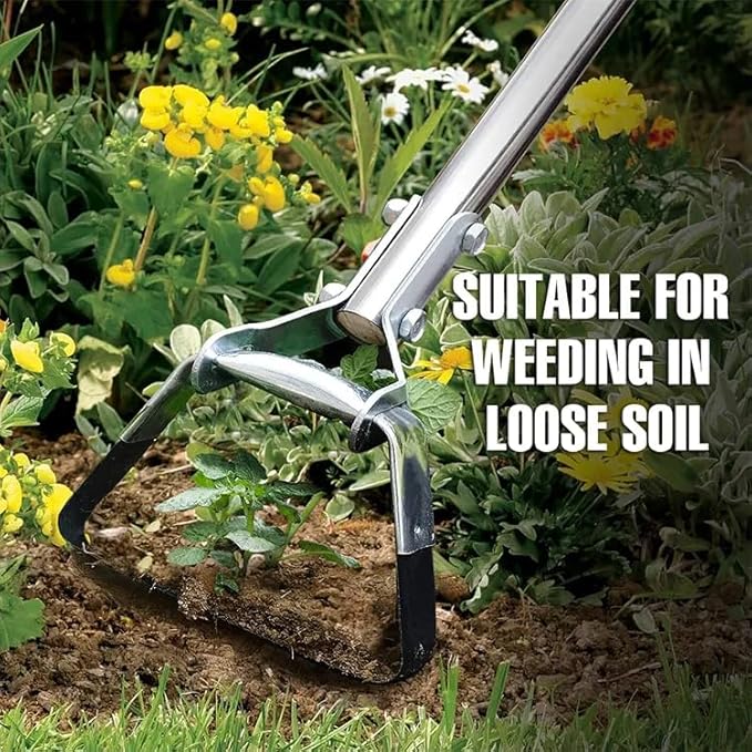 Hoe Garden Tool, Scuffle Garden Hoe with Long Handle, Adjustable Hula Hoe for Easy Weeding (60 Inch)