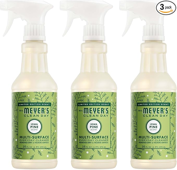 MRS. MEYER'S CLEAN DAY Multi-Surface Cleaner Spray, Cruelty Free Formula, Iowa Pine, 16 fl. Oz (Pack of 3)