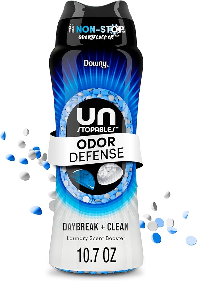 Downy Unstopables Fusions Odor Defense In-Wash Laundry Scent Booster Beads, Daybreak + Clean Scent, 10.7 OZ, 2-in-1 Laundry Beads for Odor Defense