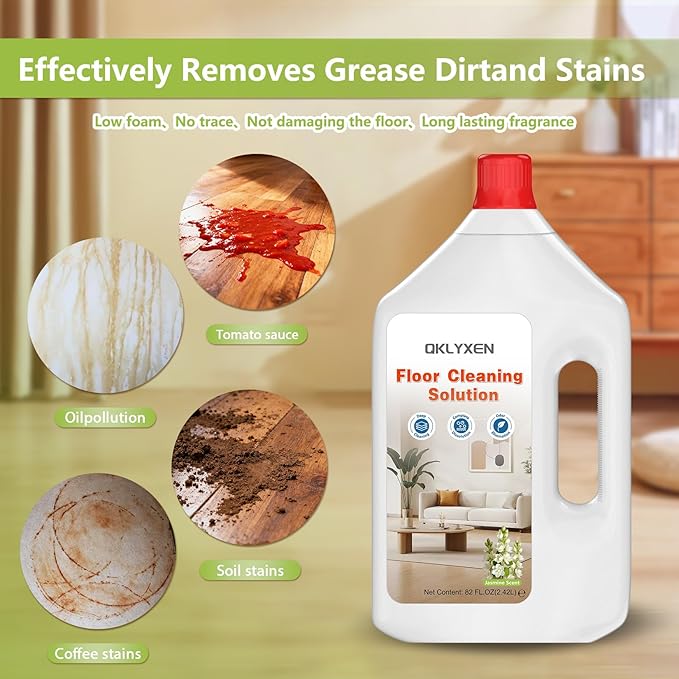 Floor Cleaning Solution Compatible with Roborock – 82 FL OZ Jasmine Floor Cleaner – Soft, Long-lasting Fragrance, – For All Cordless Wet/Dry Vacuum Mop Cleaner & Robot Vacuums with Mopping