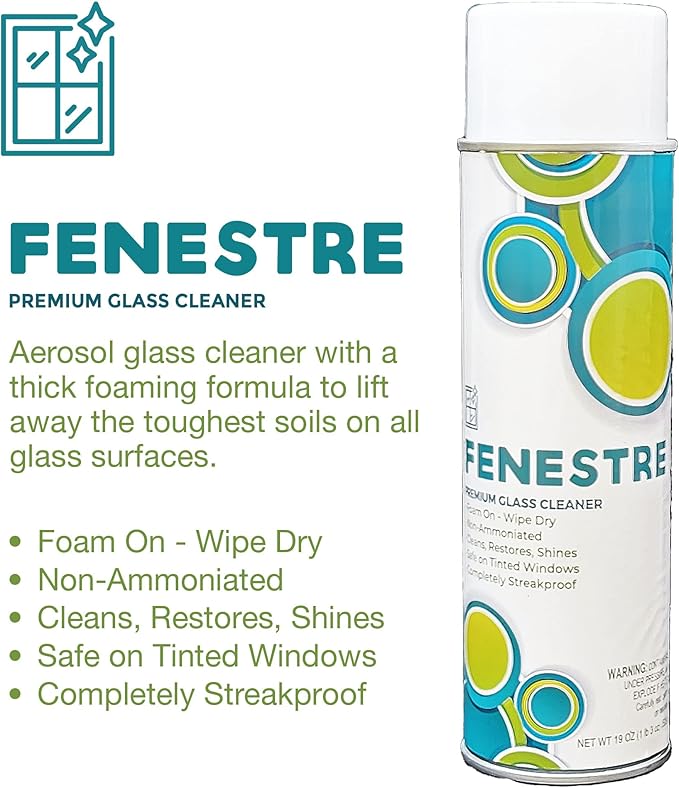 Fenestre Premium Foaming Glass Cleaner, 19 oz Aerosol (Case of 12)