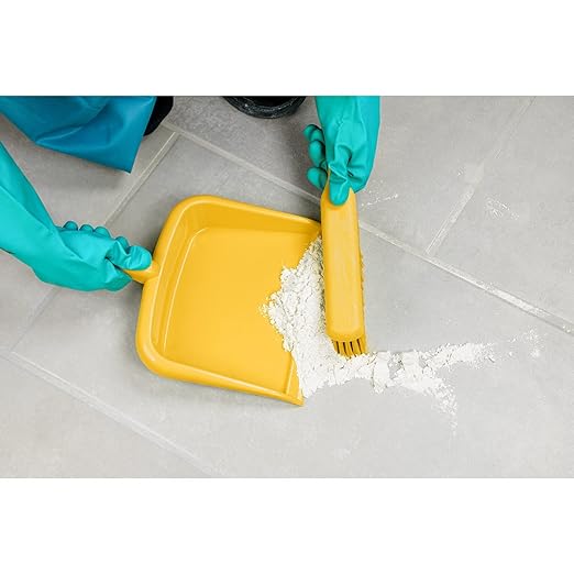 SPARTA Large Handheld Dustpan with Hanging Hole, Heavy-Duty Plastic Dustpan with Wide Lip for Countertops and Surfaces, Plastic, 10 Inches, Yellow, (Pack of 12)