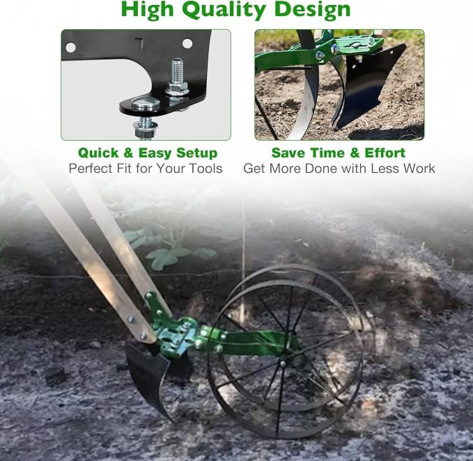 ATRACYPART Wheel Hoe Plow Set – Compatible with Planet Jr. & Other Models, Includes Left & Right Blades for Hilling & Furrowing (Wheel Hoe Not Included)
