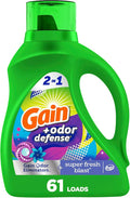 Gain Odor Defense Liquid Laundry Detergent, Super Fresh Blast Scent, 88 fl oz, 61 loads, 2 in 1, Laundry Detergent Liquid Soap, HE compatible