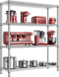 M MZG 2800 LBS 59" W 4 Tier Storage Shelves Rack Metal Wire Shelving Unit, Storage Standing Shelf Organizer for Laundry Bathroom Kitchen Pantry Garage Utility Room, Chrome 17.7" D x 59.1" W x 70.4" H