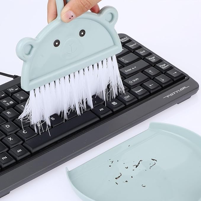 Amabro Small Dustpan Broom Set, Mini Dust Pan with Brush Set Hand Dustpan Table Top Brush Cute Table Crumb Sweeper Broom for Home Desktop Sofa Kitchen Keyboard Sweeping Cars Pet Nest(Blue)