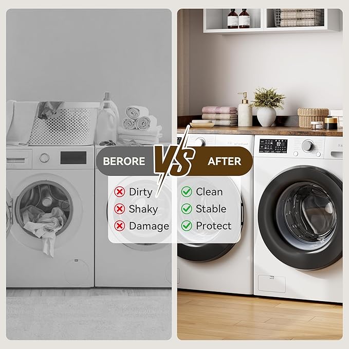 Washer Dryer Countertop, 54.3" x 27.6" Wooden Laundry Countertop with Edge Rails, Washer and Dryer Topper for Laundry Room Organization and Storage
