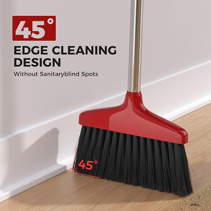 Handy Broom, Indoor/Outdoor Brooms, Duty Kitchen Broom, for Home Garage Kitchen Office Courtyard Lobby Patio Lawn Concrete (2, Red)