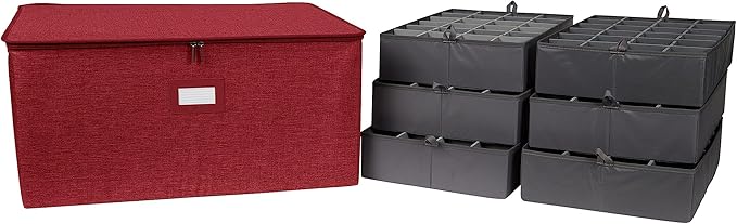 Covermates Keepsakes - Adjustable Zip-Top Storage Box - Configurable FlexGrid Compartments - Heavy Duty Polyester- Reinforced Handles - Stackable Design - Indoor Storage, Red Heather