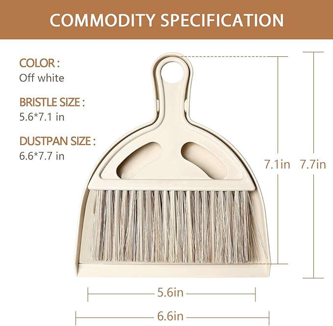 Mini Broom and Small Dustpan Brush - Hand Broom and Dustpan Set, Mini Dust pan and Brush Set, Small Dust pan for Cat Litter, Kitchen, Tables, Countertops, Cars, etc.