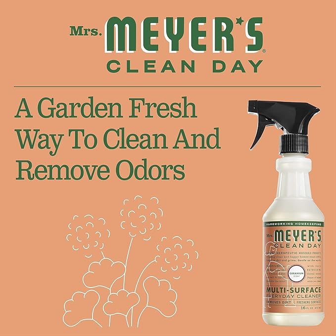 MRS. MEYER'S CLEAN DAY All-Purpose Cleaner Spray, Geranium, 16 fl. oz - Pack of 3