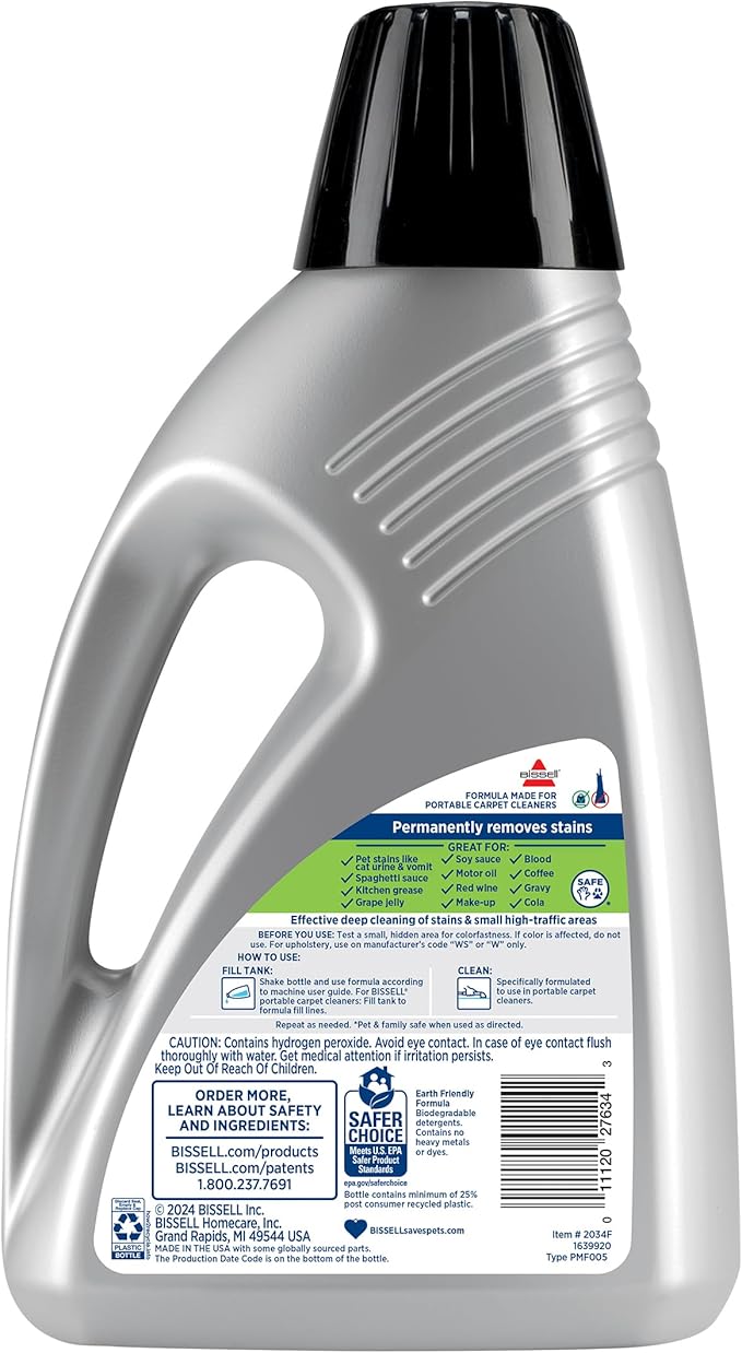 Bissell® Little Green™ PET-PRO-OXY Formula for Portable Carpet Cleaners, 60 oz, 2034F, (Pack of 2)