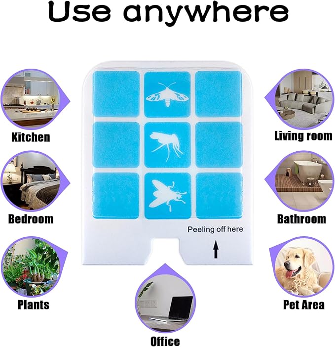 Plug in Indoor Fly Trap for Gnat Moth Houseflies Fruit Flies, Blue Light Bug Light Trap Compatible with Safer Home Indoor Fly Trap Refill, Mosquito Flying Insect Trap, 6 Device+8 Refill