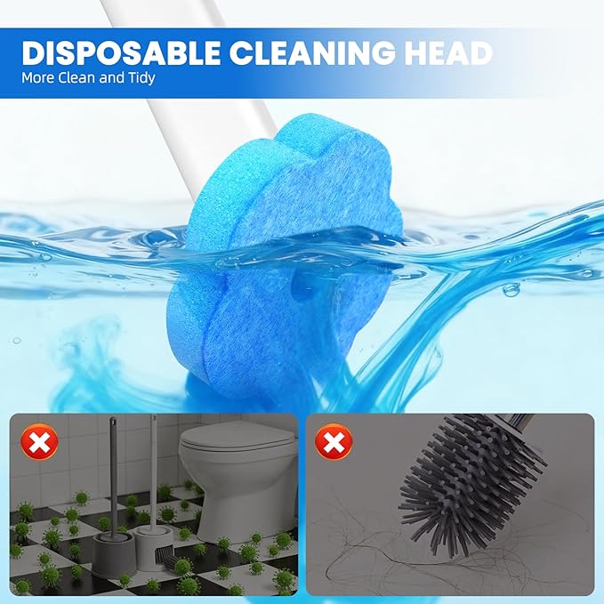 Toilet Bowl Wand Refills, 48 Pcs Disposable Toilet Brush Cleaning Sponges Heads, Not Compatible with Other Wand