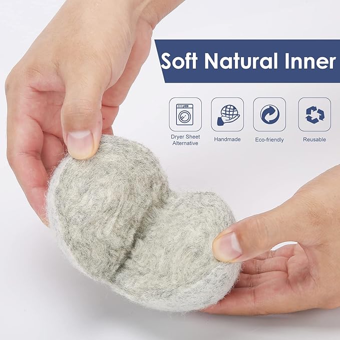 Wool Dryer Balls Handmade 3 Pack XL,Organic Laundry Dryer Balls,100% New Zealand Wool Natural Fabric Softener,Reusable 1000 Loads,Wrinkles Free, Shorten Drying Time,Baby Safe (3 Pack XL,Gray)