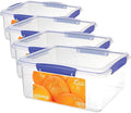 Sistema KLIP IT Food Storage Container,5 L,Airtight & Stackable,BPA-Free,Clear with Blue Clips,(Pack of 4)
