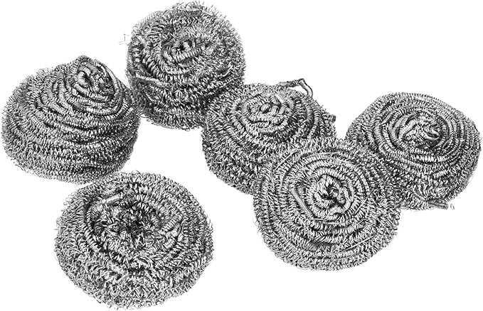 6Pcs Stainless Steel Scrubber Scrubbing Scouring for Kitchens Washing Scouring Pads Sticks Kitchen Tools