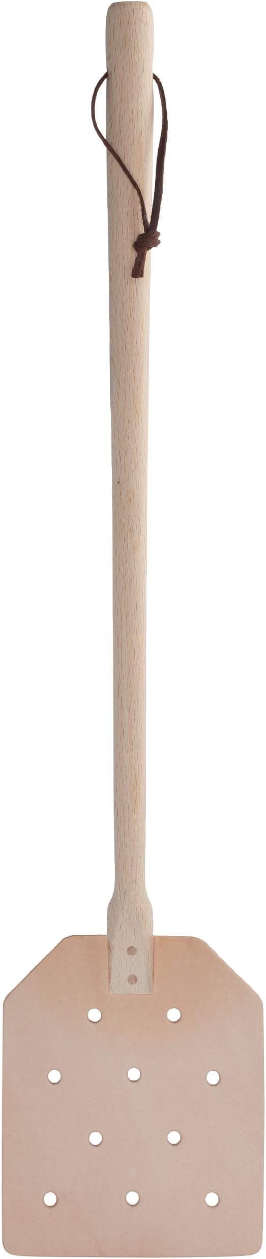 REDECKER Flyswatter with Beechwood Handle and Punched Leather Head, Flexible Leather Head is Stain Resistant and Easy to Clean, 20 inches - Fly Swatter, Made in Germany - Wooden Fly Swatter