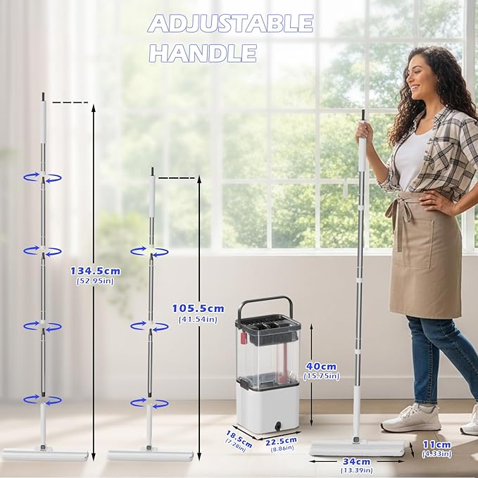 2026 Upgraded Mop and Bucket Set,Midyb Microfiber Mops and Bucket System with 2 Pads,Mop and Bucket with Wringer Set,Automatic Separates Dirty and Clean Water,Wet and Dry Use Mops for Floor Cleaning
