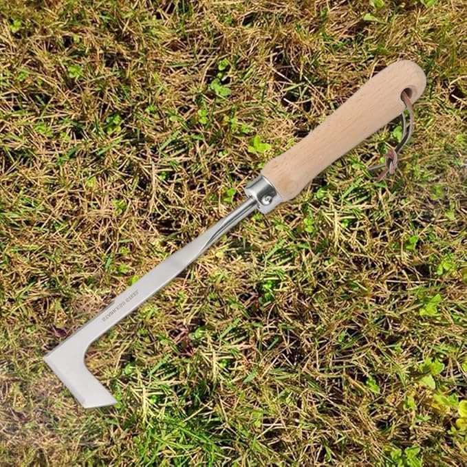 Crevice Weeder,Crevice Weeding Tool with Wood Handle,L-Shaped Weed Puller Tool,Efficient Manual Weeder Gardening Tool for Garden Lawn, Yard Patio Terrace,Side-Walk