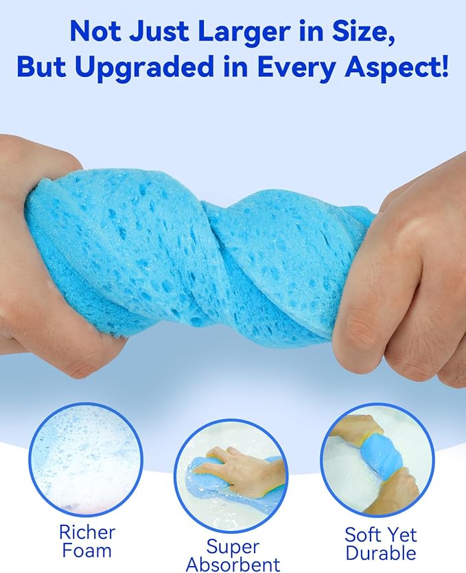Temede Car Wash Sponge, Large All Purpose Sponges for Cleaning, 2.4in Thick Foam Scrubber Kit, Sponges for Dishes, Tile, Bike, Boat, Easy Grip Sponge for Kitchen, Bathroom, Household Cleaning, 3pcs