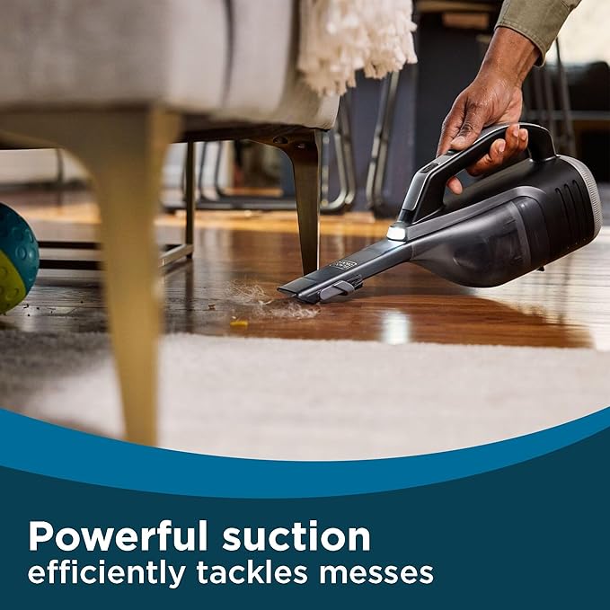 BLACK+DECKER Dustbuster Reveal Handheld Vacuum Cordless, Car Vacuum Portable Cordless, LED Light, Long Run Time, Rechargeable Lightweight Dust Buster, Includes Crevice Tool, Charging Base (HLVD320B42)