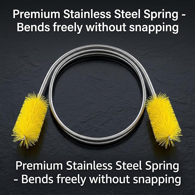 67" Flexible Drain Brush Set, Double Ended Long Hose Pipe Cleaner with 2 Pcs 8.2" Straw Cleaning Brushes, Nylon Tube Cleaner Tool for Refrigerator Defrost, Aquarium Filter, Sink Drain
